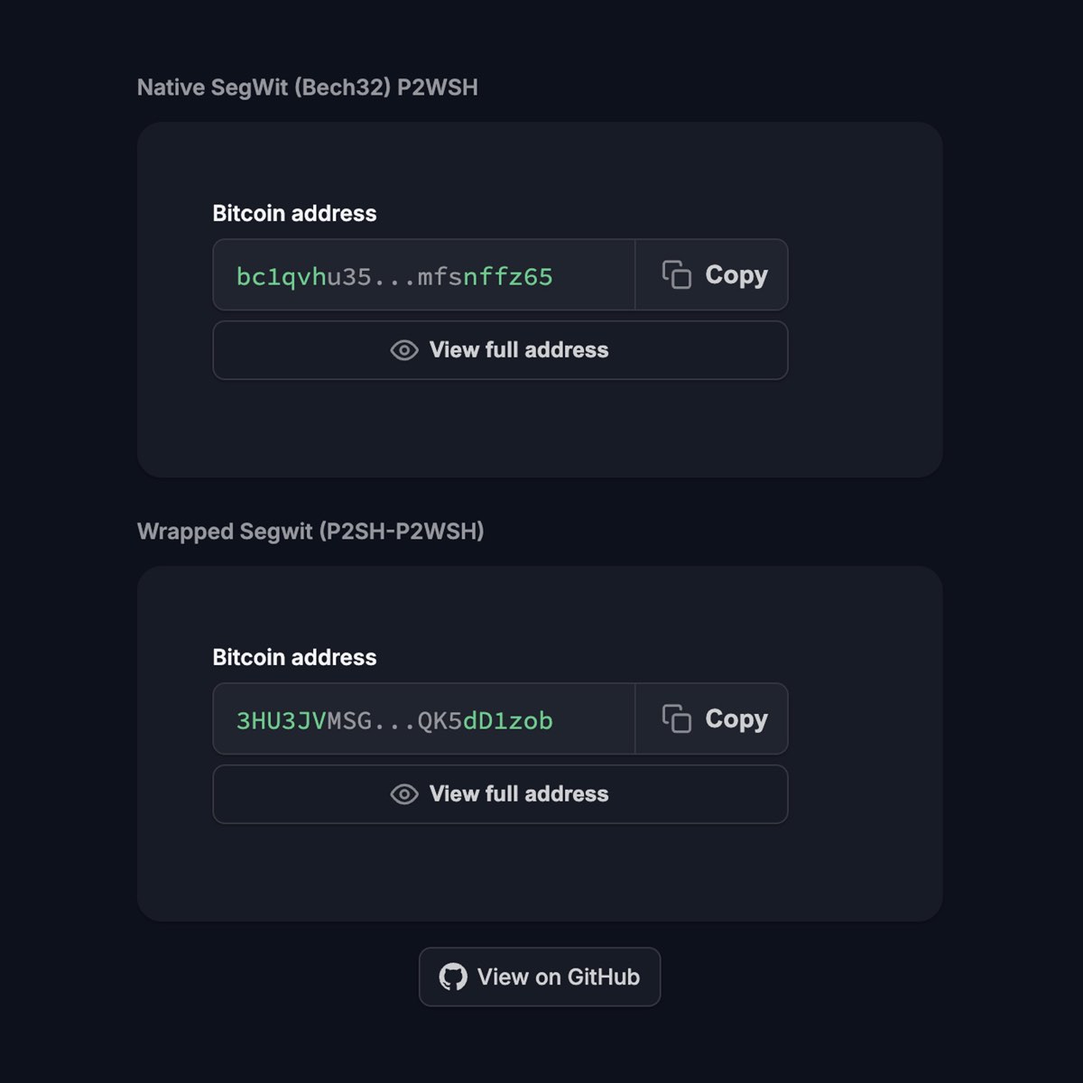 Bitcoin Address Component React UI portfolio cover